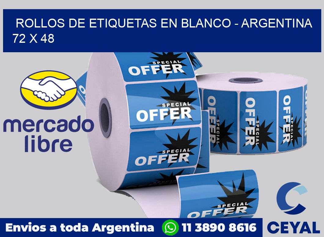 Rollos de etiquetas en blanco - Argentina 72 x 48
