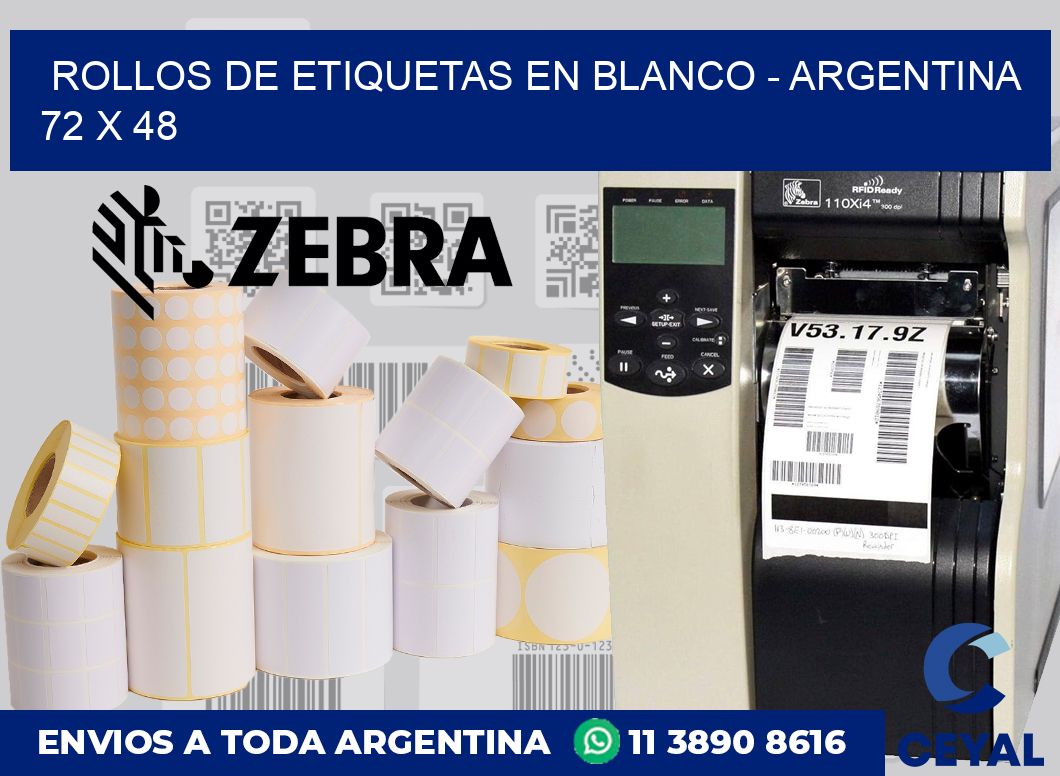 Rollos de etiquetas en blanco – Argentina 72 x 48
