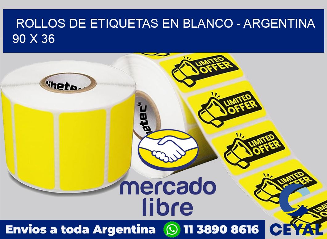 Rollos de etiquetas en blanco - Argentina 90 x 36