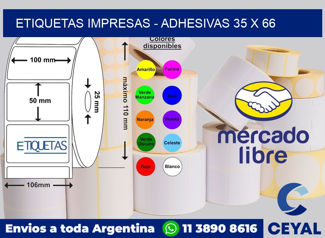 etiquetas impresas - Adhesivas 35 x 66