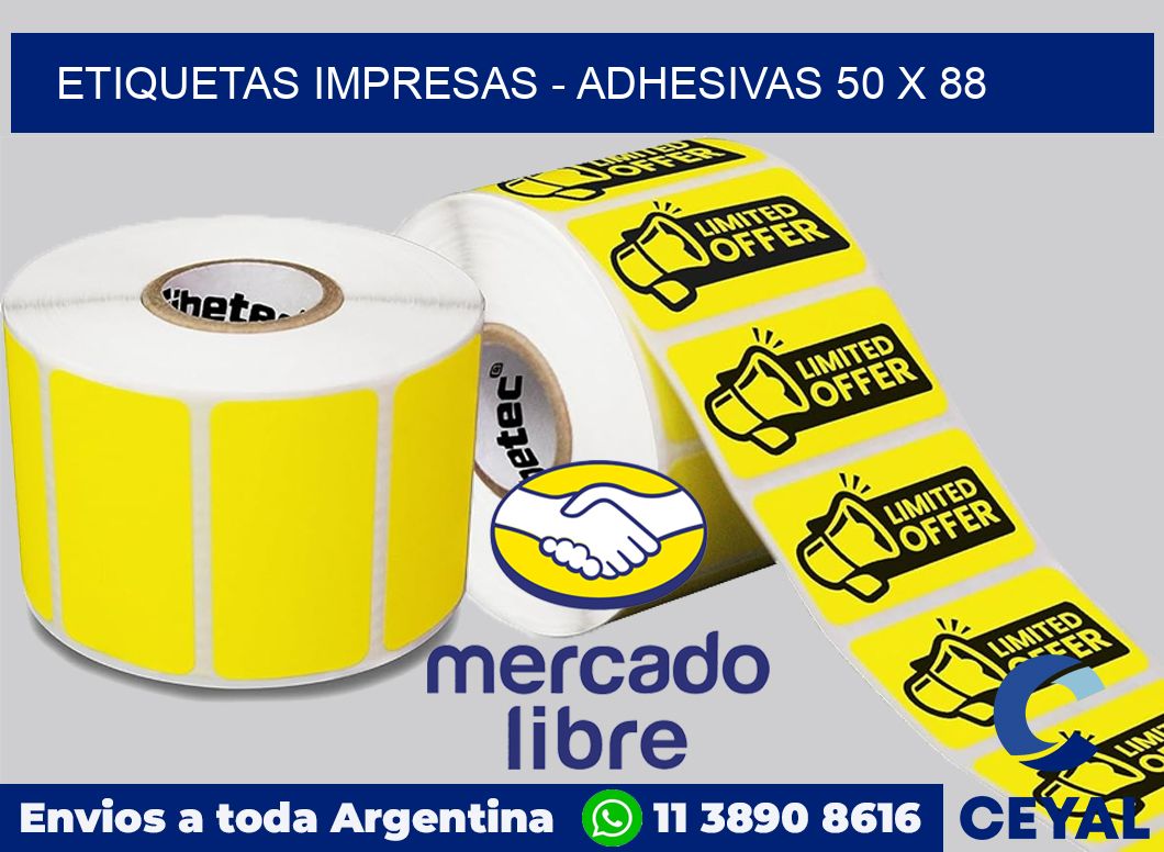 etiquetas impresas - Adhesivas 50 x 88
