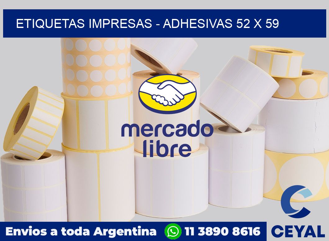 etiquetas impresas - Adhesivas 52 x 59