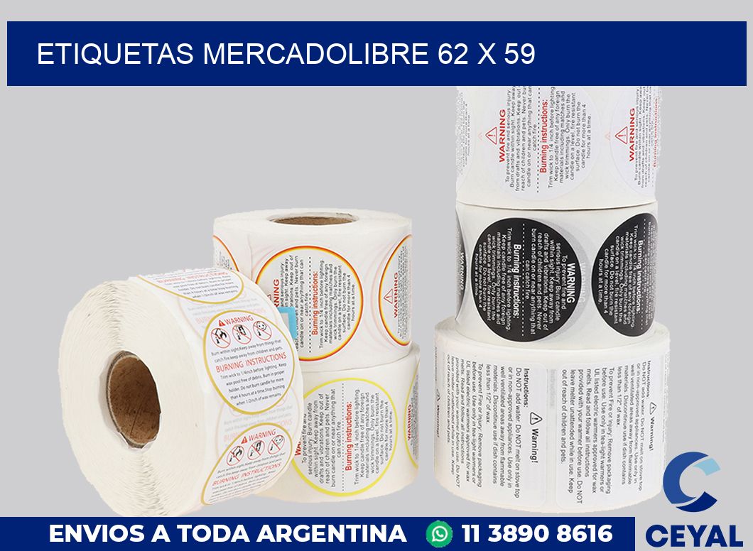 etiquetas mercadolibre 62 x 59