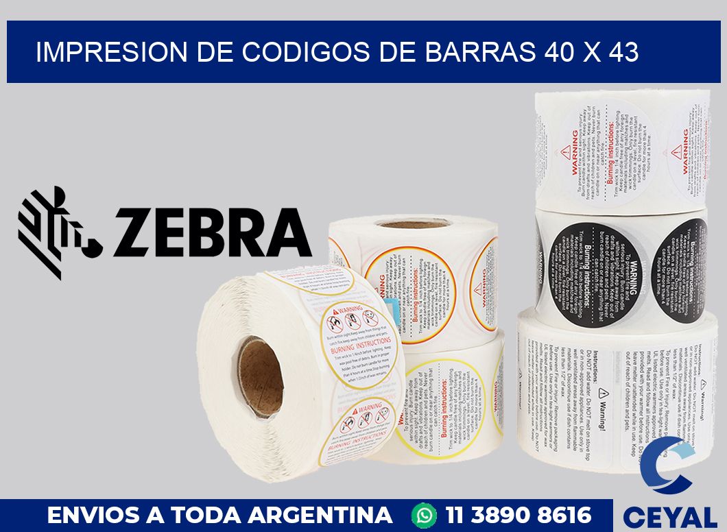 impresion de codigos de barras 40 x 43