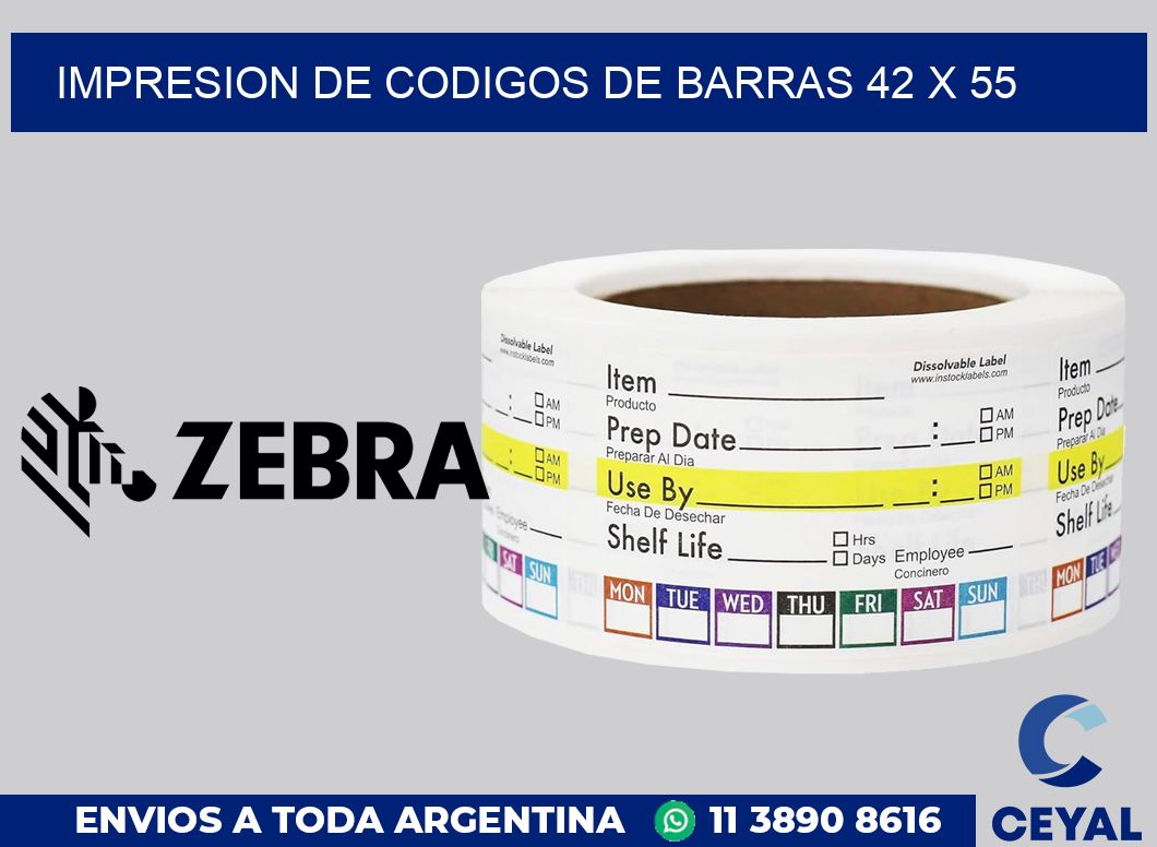 impresion de codigos de barras 42 x 55