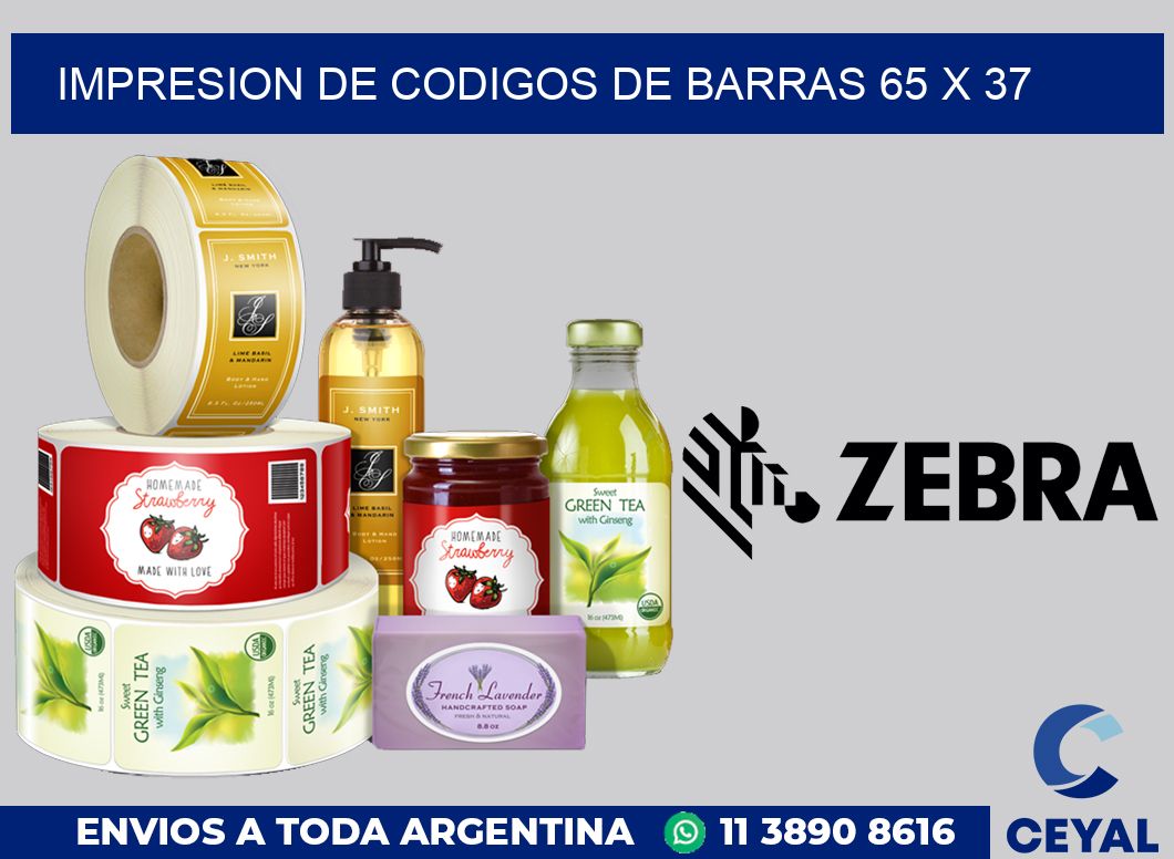 impresion de codigos de barras 65 x 37