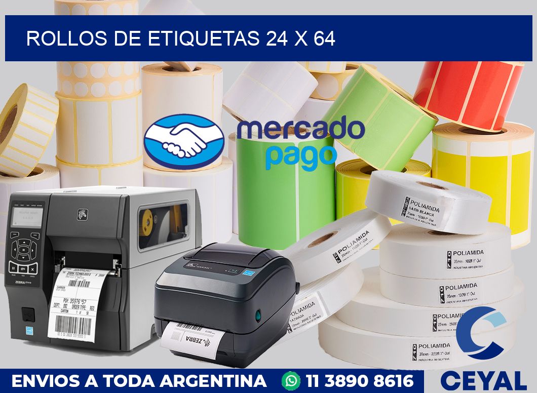 rollos de etiquetas 24 x 64