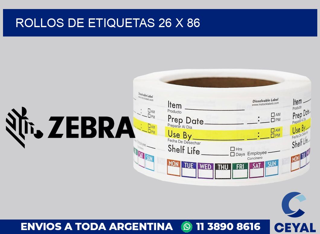 rollos de etiquetas 26 x 86