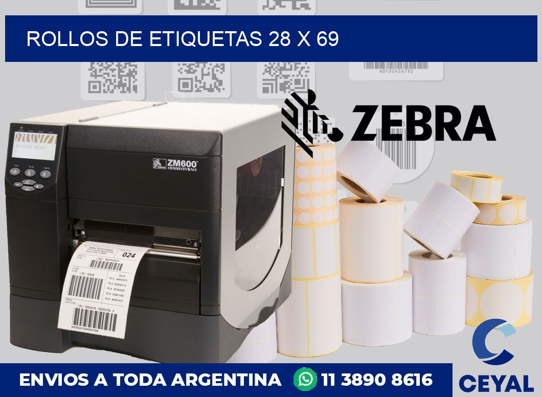 rollos de etiquetas 28 x 69