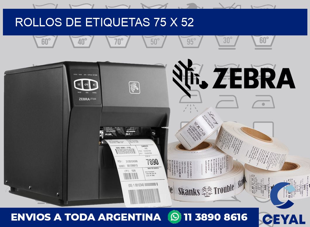 rollos de etiquetas 75 x 52