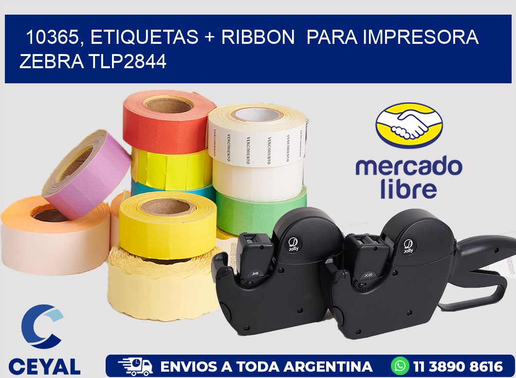 10365, etiquetas + ribbon  para impresora zebra TLP2844