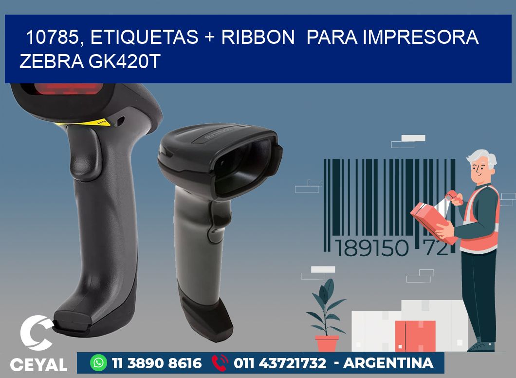 10785, etiquetas + ribbon  para impresora zebra GK420T