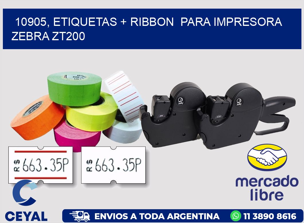 10905, etiquetas + ribbon  para impresora zebra ZT200