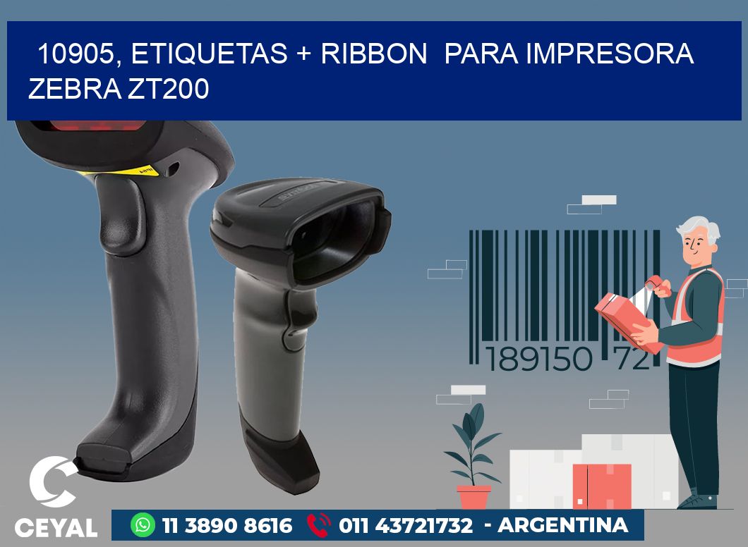 10905, etiquetas + ribbon  para impresora zebra ZT200