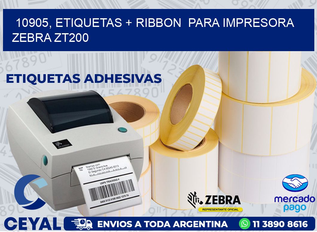 10905, etiquetas + ribbon  para impresora zebra ZT200