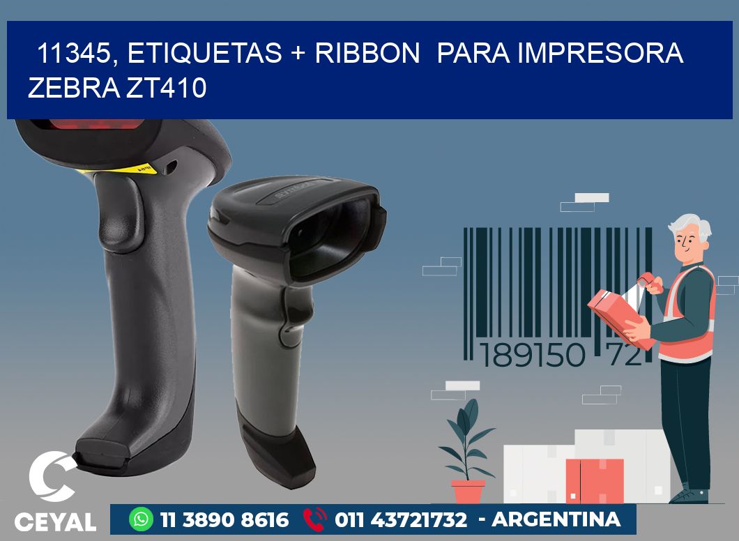 11345, etiquetas + ribbon  para impresora zebra ZT410