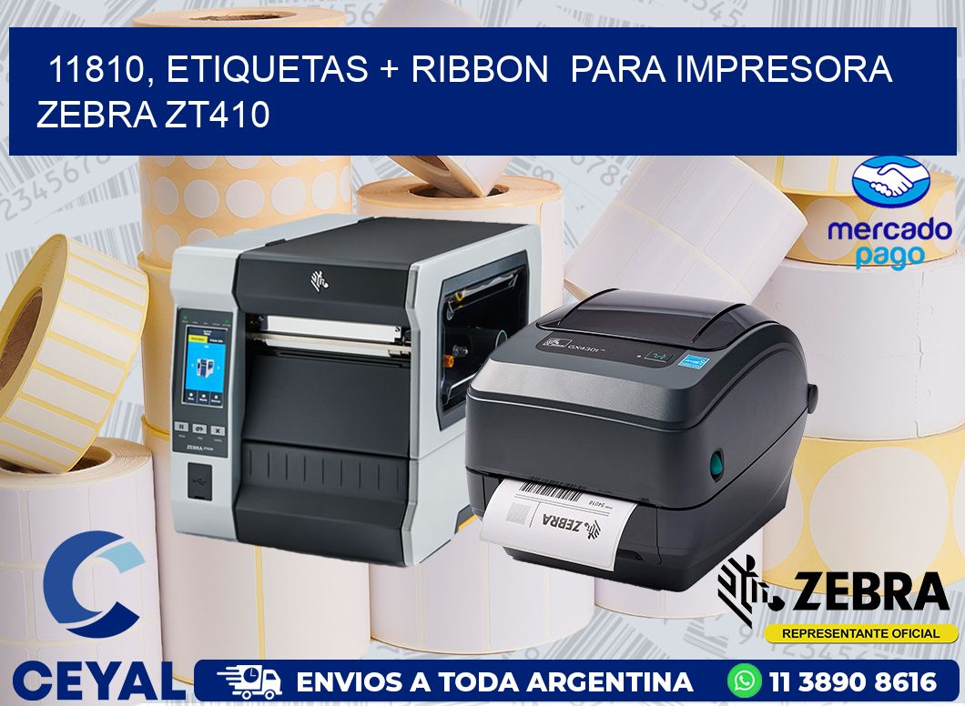 11810, etiquetas + ribbon  para impresora zebra ZT410