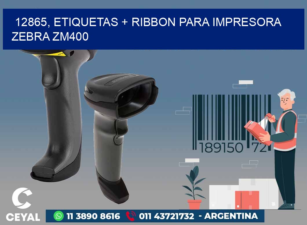 12865, etiquetas + ribbon para impresora zebra ZM400