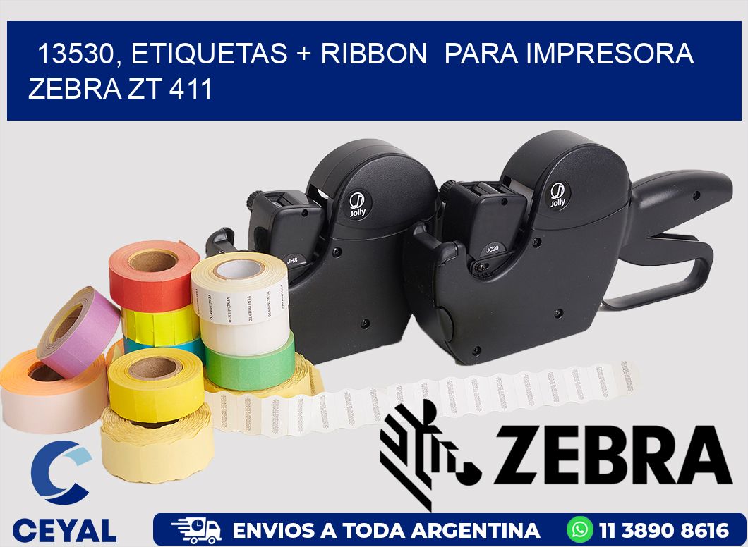 13530, etiquetas + ribbon  para impresora zebra ZT 411