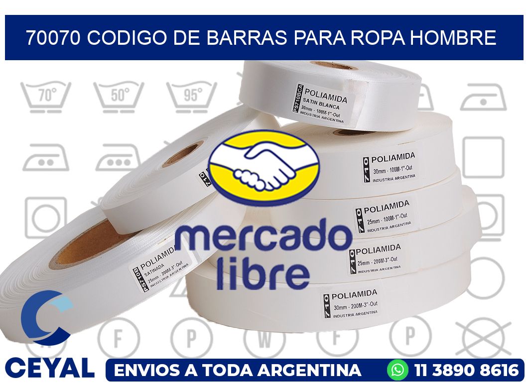 70070 CODIGO DE BARRAS PARA ROPA HOMBRE