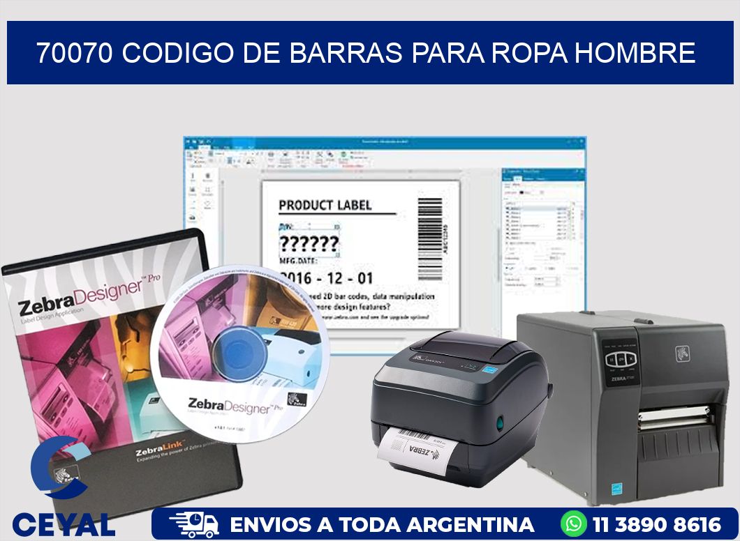 70070 CODIGO DE BARRAS PARA ROPA HOMBRE