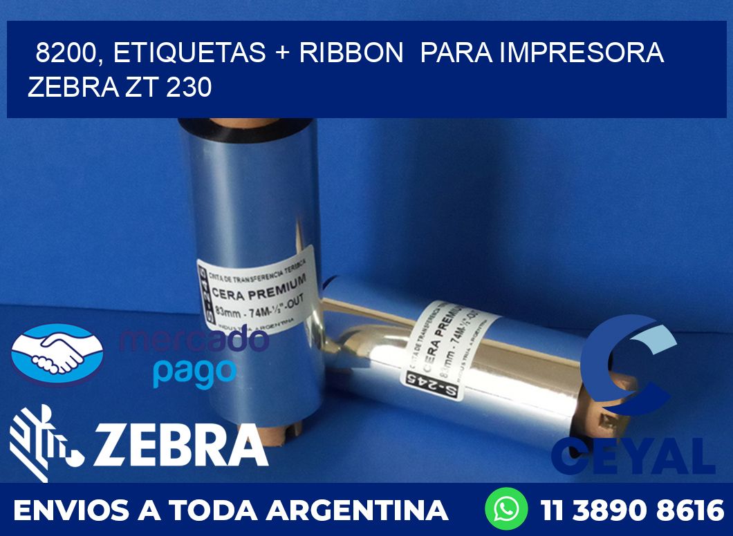 8200, etiquetas + ribbon  para impresora zebra ZT 230