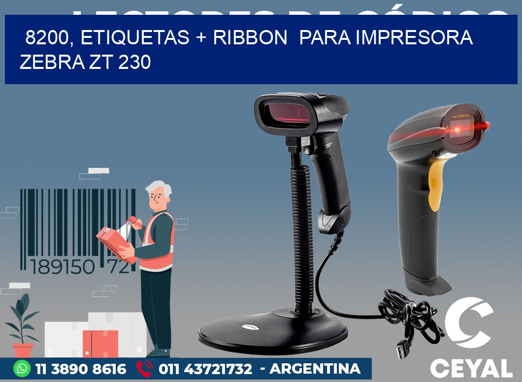 8200, etiquetas + ribbon  para impresora zebra ZT 230