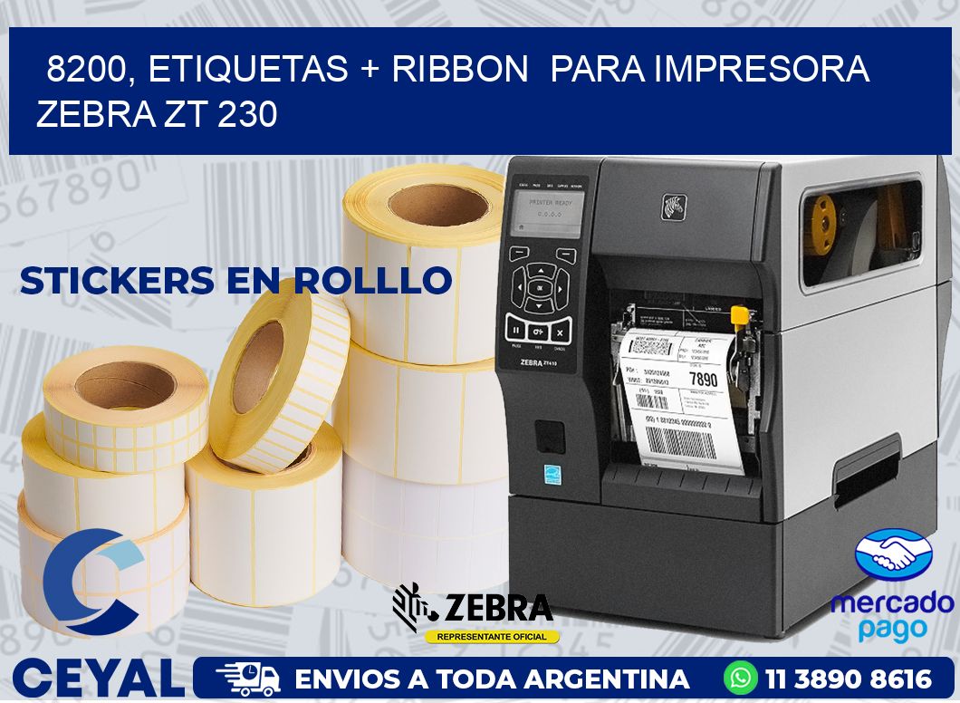 8200, etiquetas + ribbon  para impresora zebra ZT 230