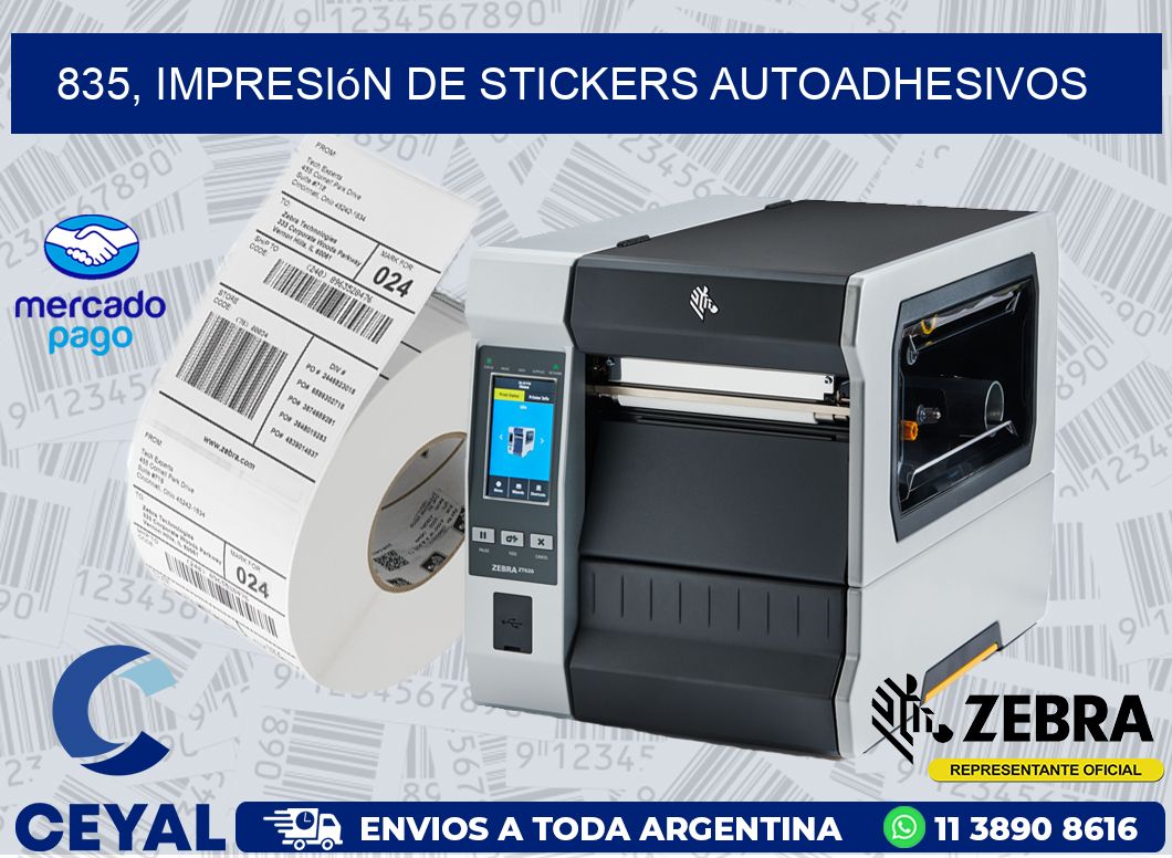 835, impresión de stickers autoadhesivos