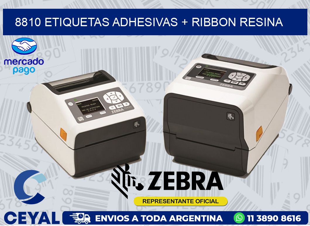 8810 ETIQUETAS ADHESIVAS + RIBBON RESINA