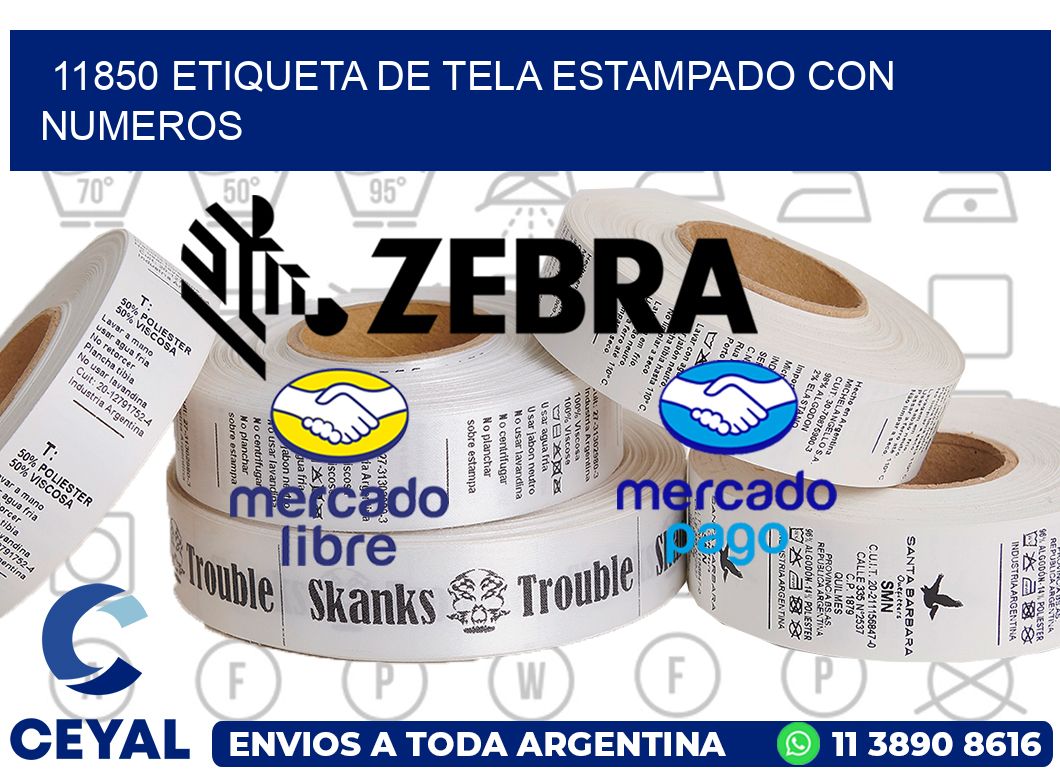 11850 ETIQUETA DE TELA ESTAMPADO CON NUMEROS