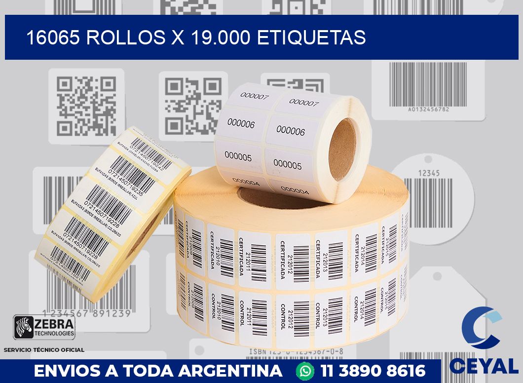 16065 Rollos x 19.000 etiquetas