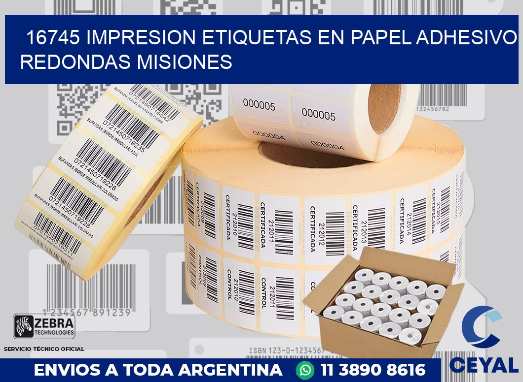 16745 IMPRESION ETIQUETAS EN PAPEL ADHESIVO REDONDAS MISIONES