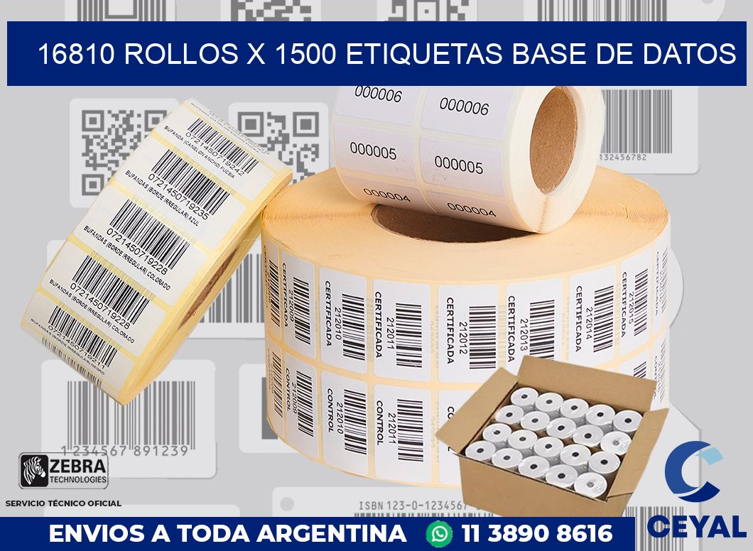 16810 Rollos x 1500 etiquetas base de datos