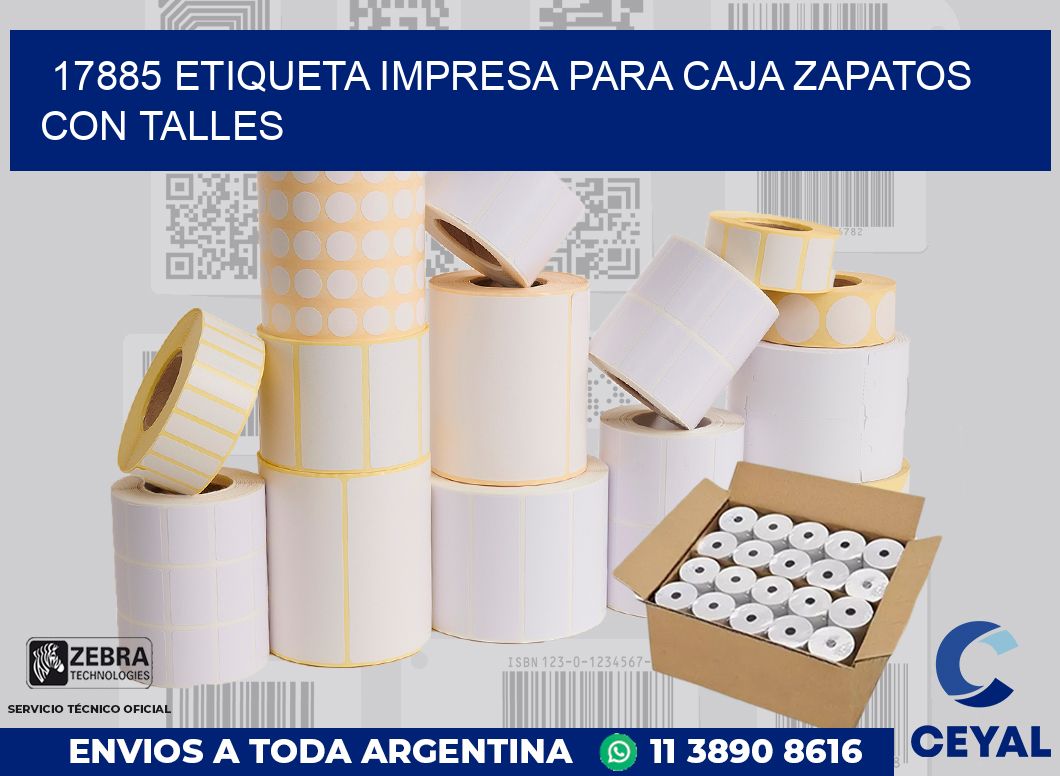 17885 ETIQUETA IMPRESA PARA CAJA ZAPATOS CON TALLES