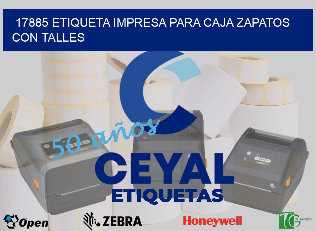 17885 ETIQUETA IMPRESA PARA CAJA ZAPATOS CON TALLES