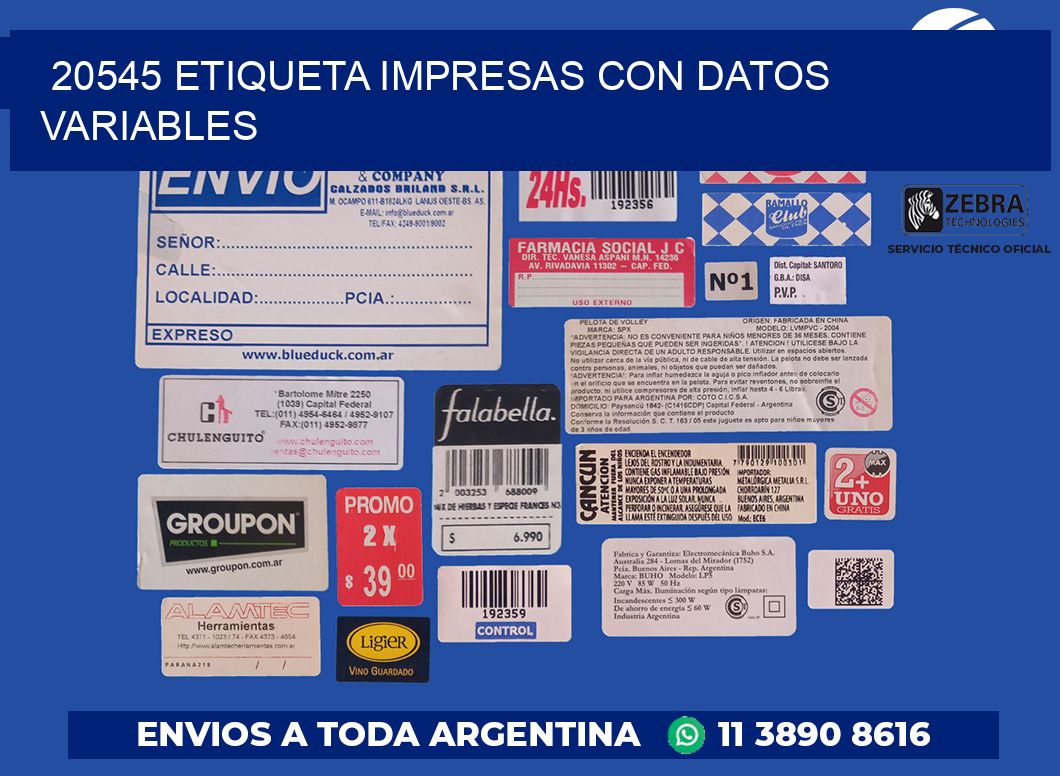 20545 ETIQUETA IMPRESAS CON DATOS VARIABLES