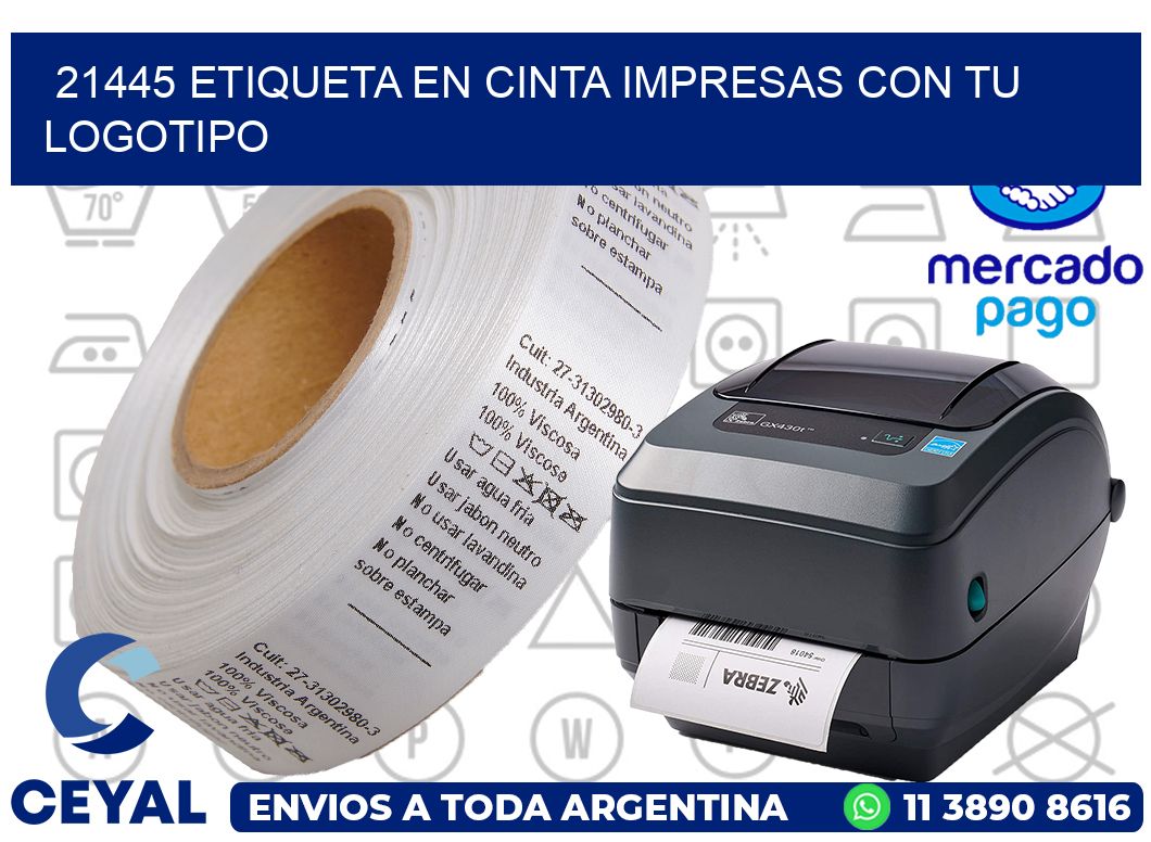 21445 ETIQUETA EN CINTA IMPRESAS CON TU LOGOTIPO