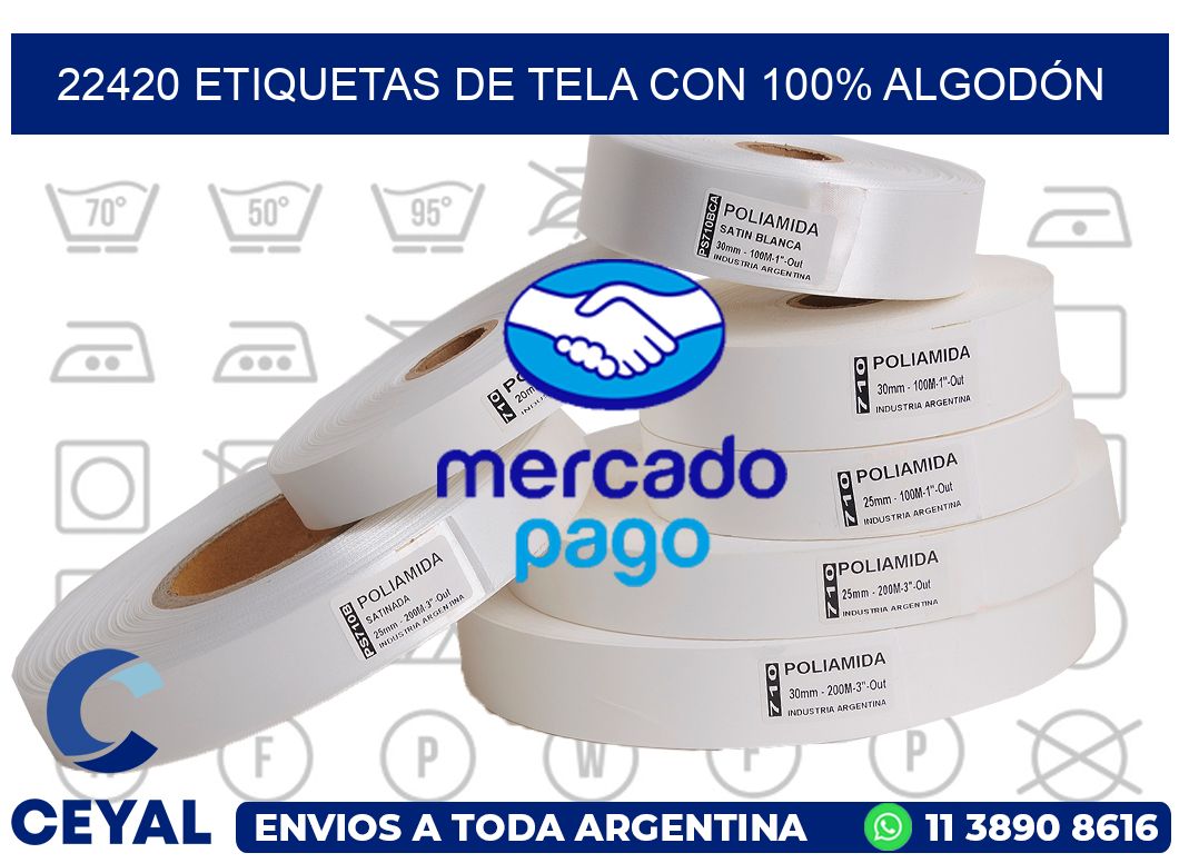 22420 ETIQUETAS DE TELA CON 100% ALGODÓN