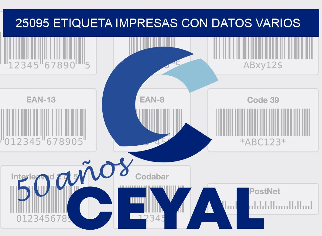 25095 ETIQUETA IMPRESAS CON DATOS VARIOS