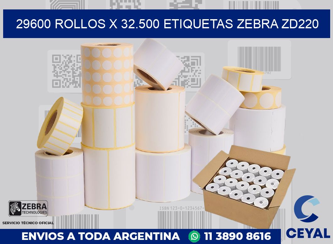 29600 Rollos x 32.500 etiquetas zebra zd220