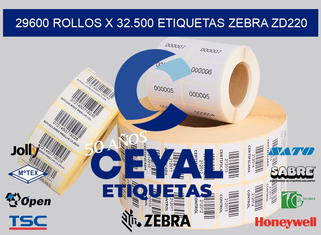 29600 Rollos x 32.500 etiquetas zebra zd220