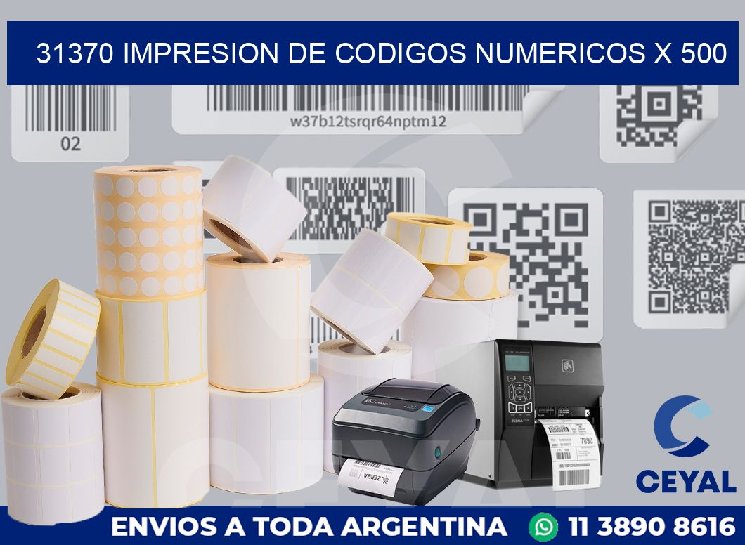 31370 impresion de codigos numericos x 500