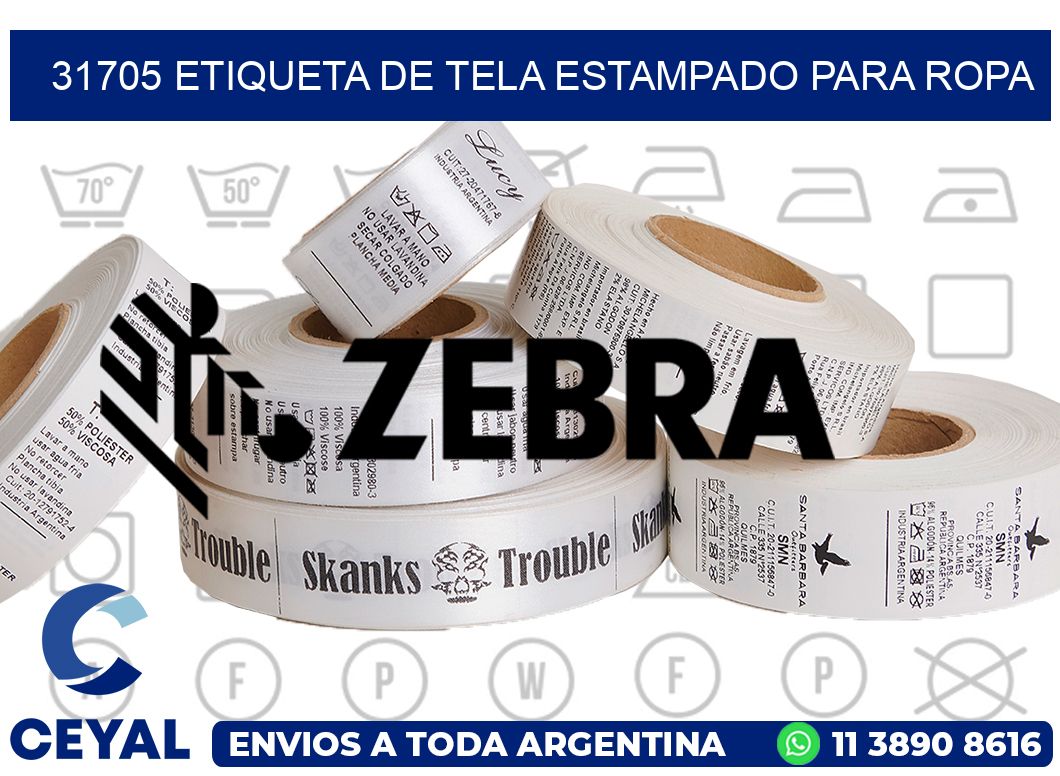 31705 ETIQUETA DE TELA ESTAMPADO PARA ROPA