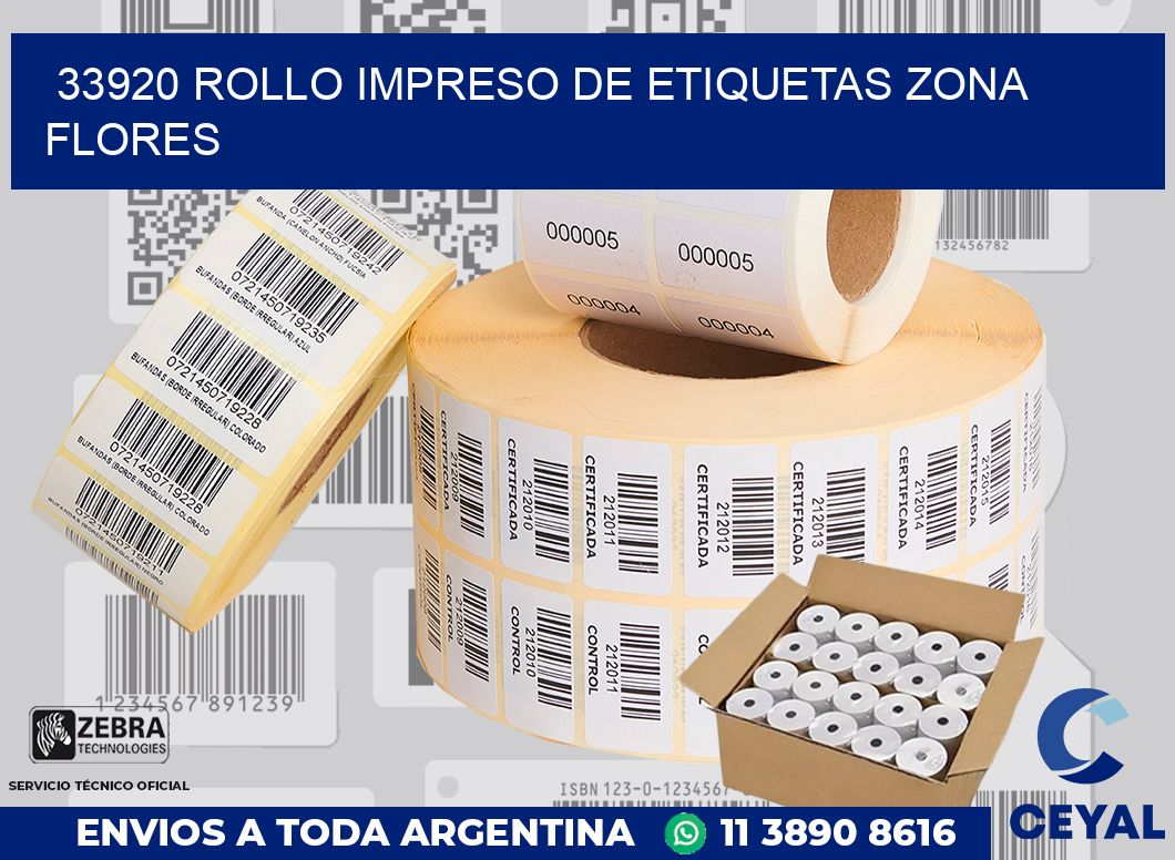 33920 ROLLO IMPRESO DE ETIQUETAS ZONA FLORES