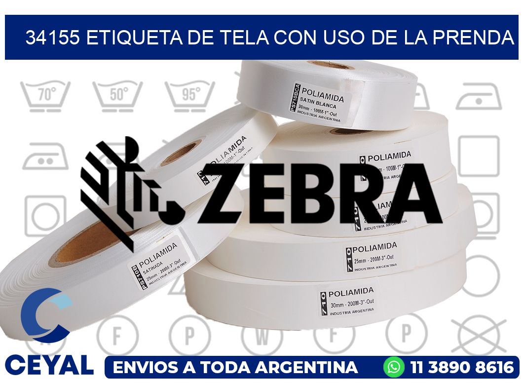 34155 ETIQUETA DE TELA CON USO DE LA PRENDA