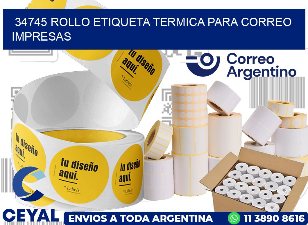 34745 ROLLO ETIQUETA TERMICA PARA CORREO IMPRESAS