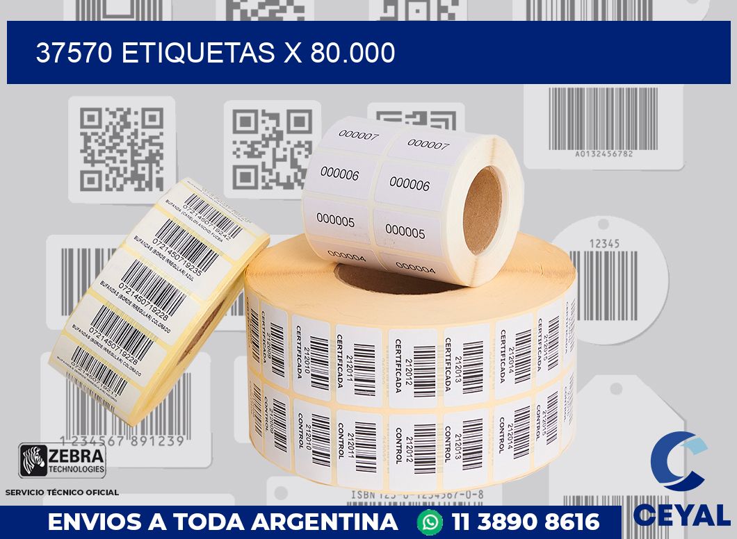 37570 Etiquetas x 80.000