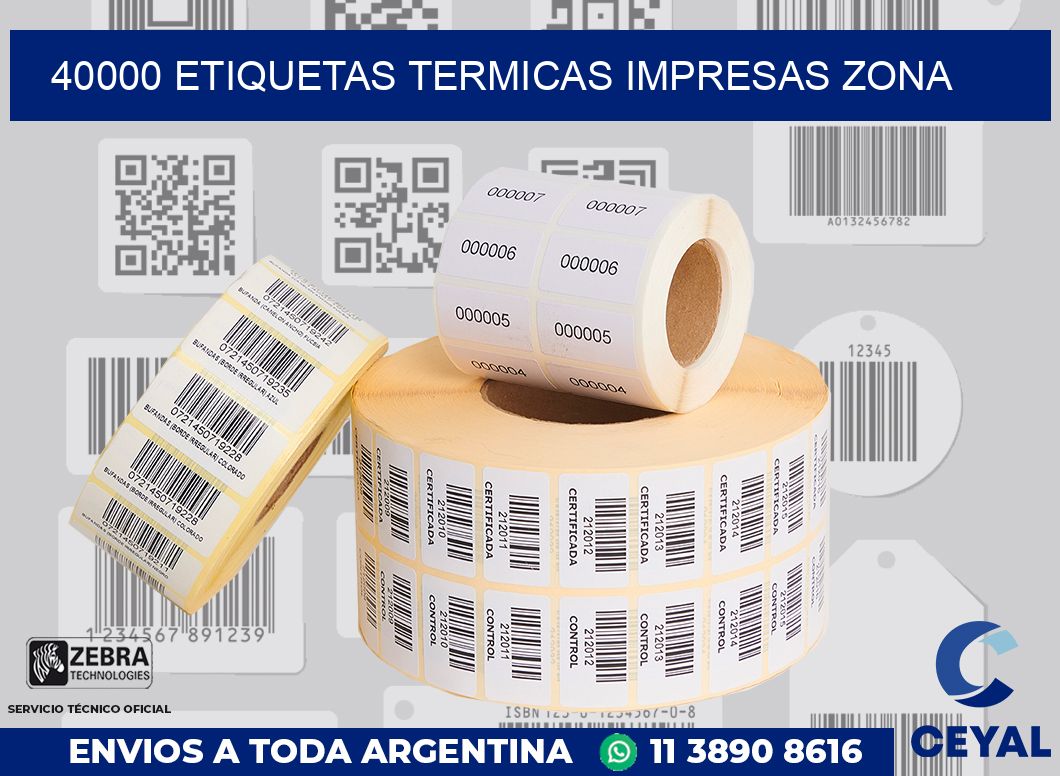 40000 ETIQUETAS TERMICAS IMPRESAS ZONA