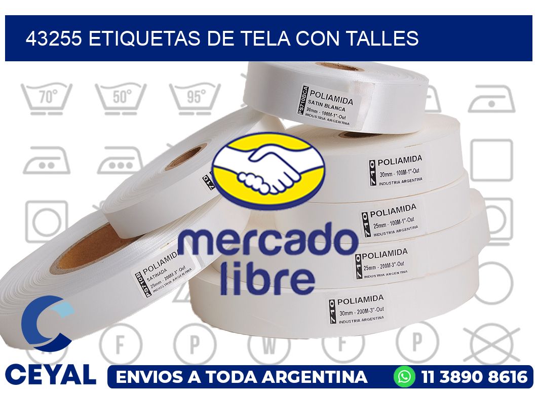 43255 ETIQUETAS DE TELA CON TALLES